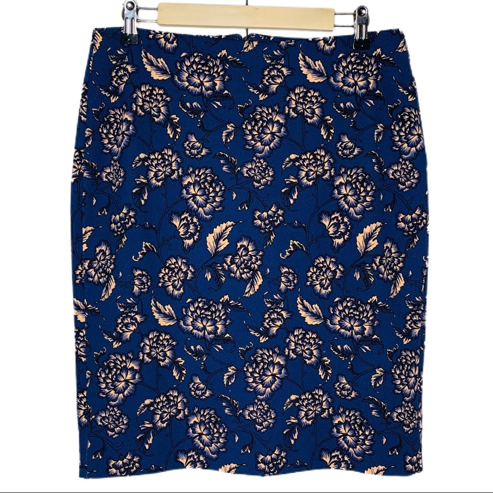 Banana‎ Republic Blue Floral Pencil Midi Skirt